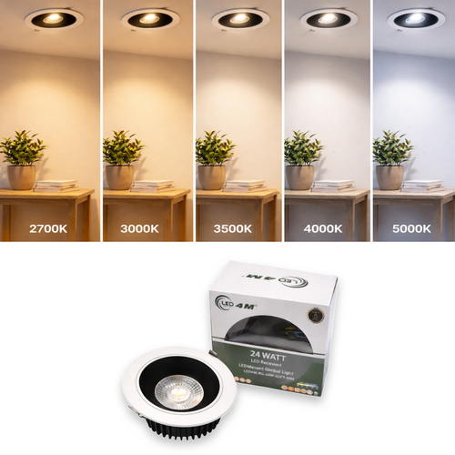 20-Pack 24W 5-Inch LED Gimbal Recessed Light - Adjustable Beam, 2000 Lumens, 5CCT (Black ) options | Selix Kala