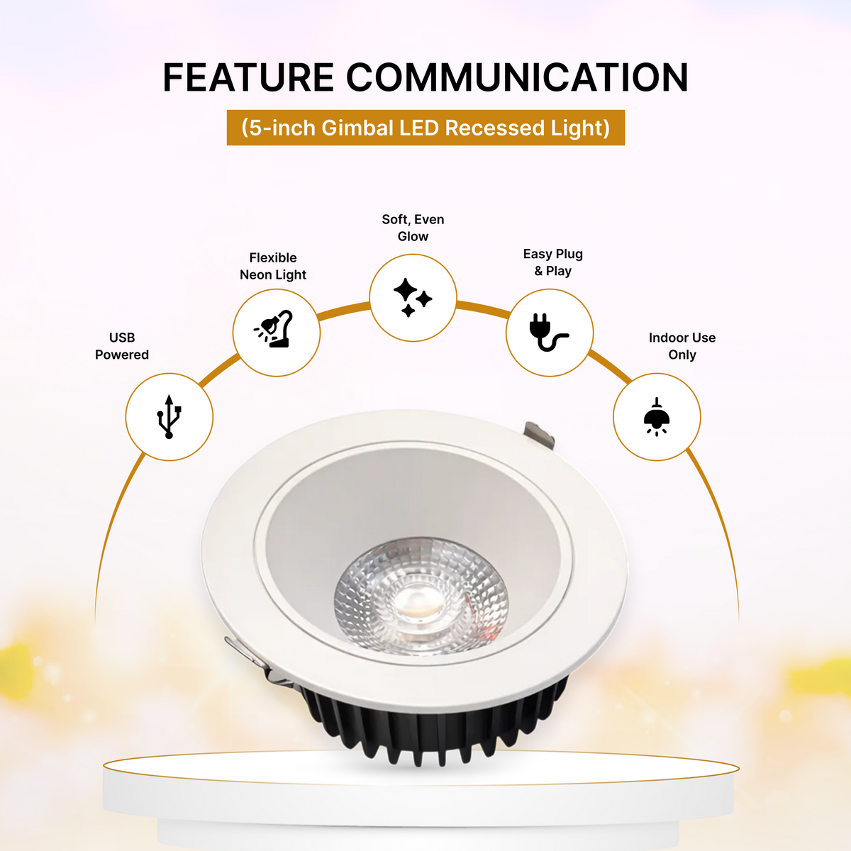 20-Pack 5-inch Gimbal LED Recessed Light - 24W 5-CCT Selectable (White) feature communication | Selix Kala
