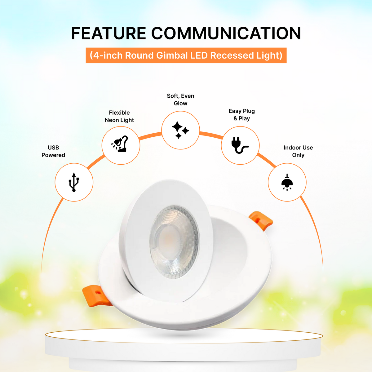 24-Pack 9W 4-Inch Round Gimbal LED Light - 360° Adjustable, 3CCT Selectable, IC Rated (White) feature communication | Selix Kala