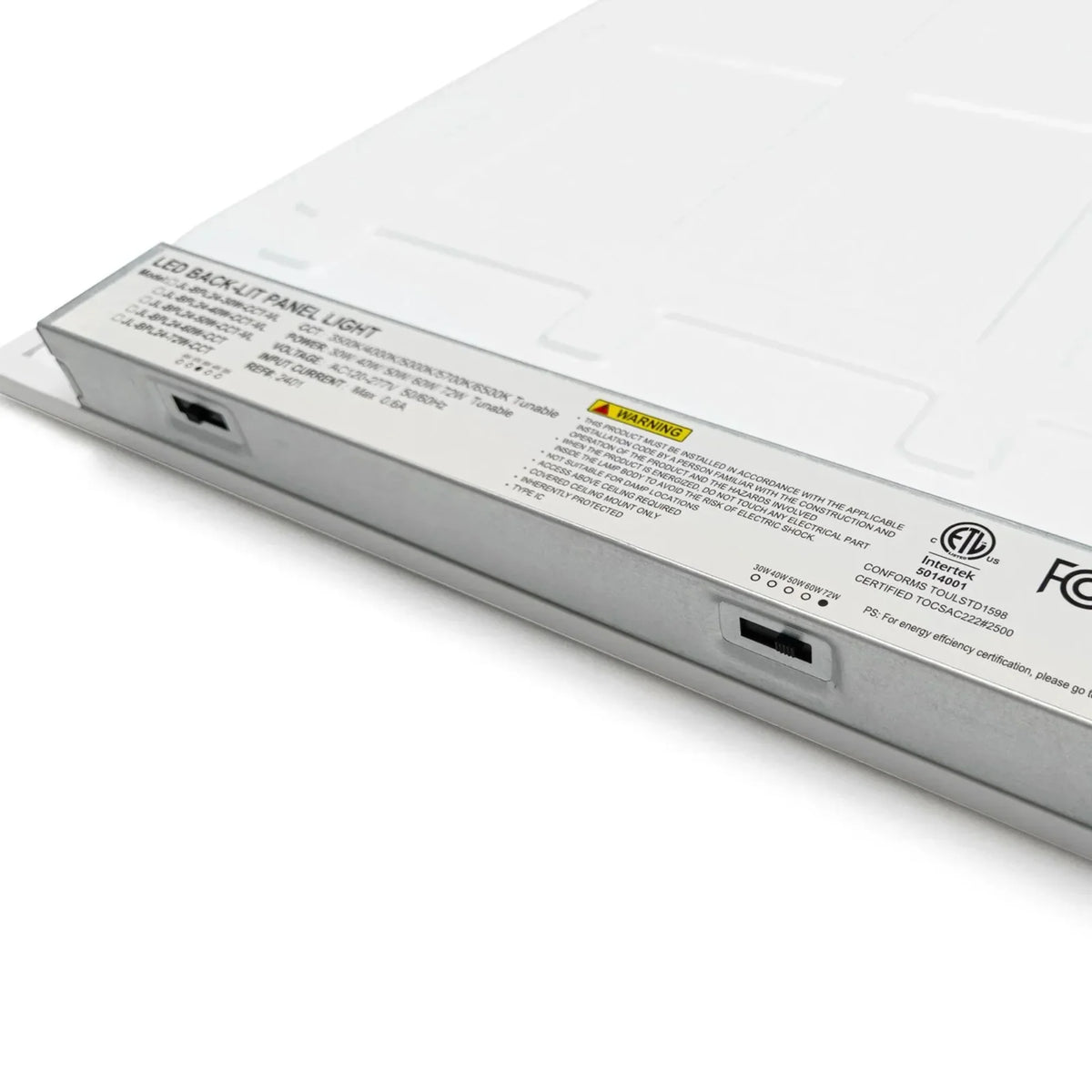 LED panel light with certification labels on a white background | Selix Kala