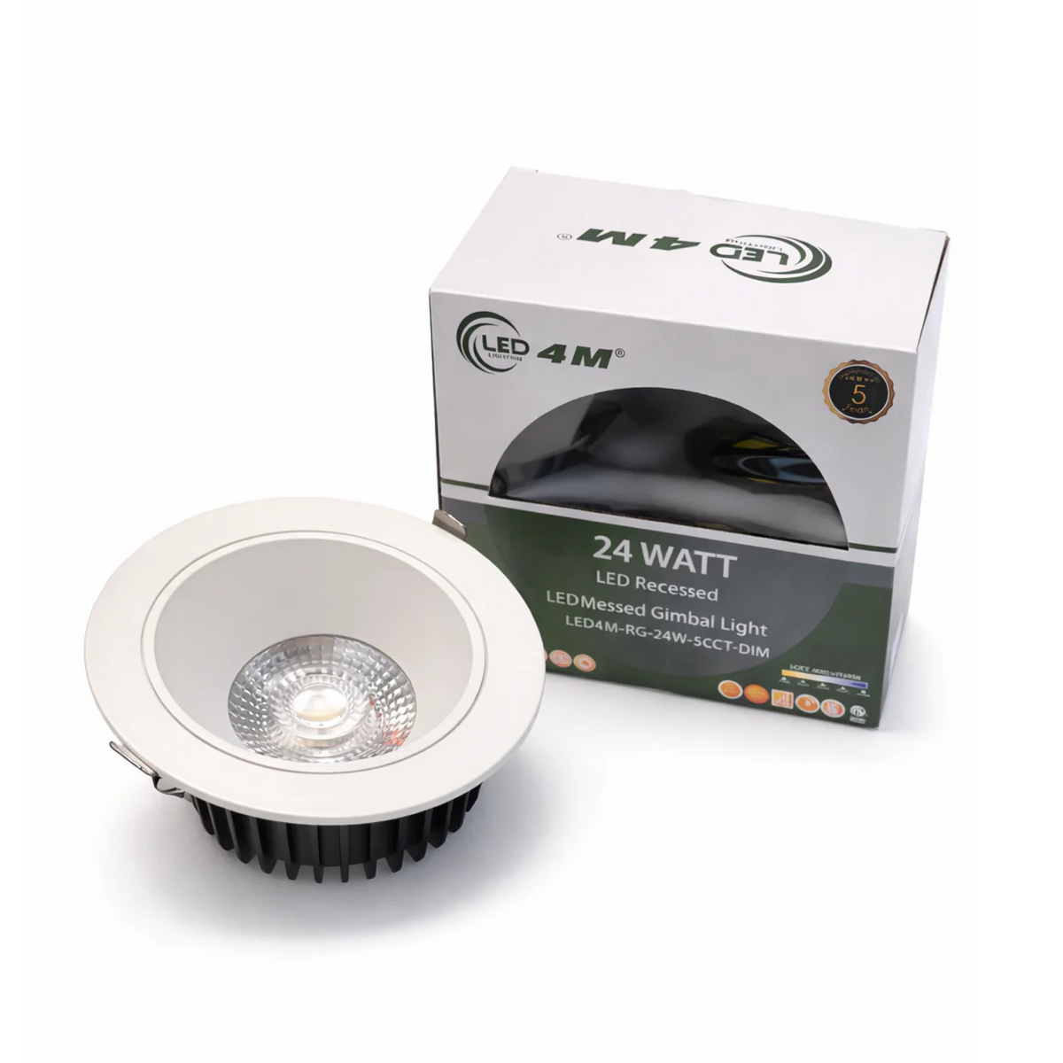 20-Pack 5-inch Gimbal LED Recessed Light - 24W 5-CCT Selectable (White) | Selix Kala

