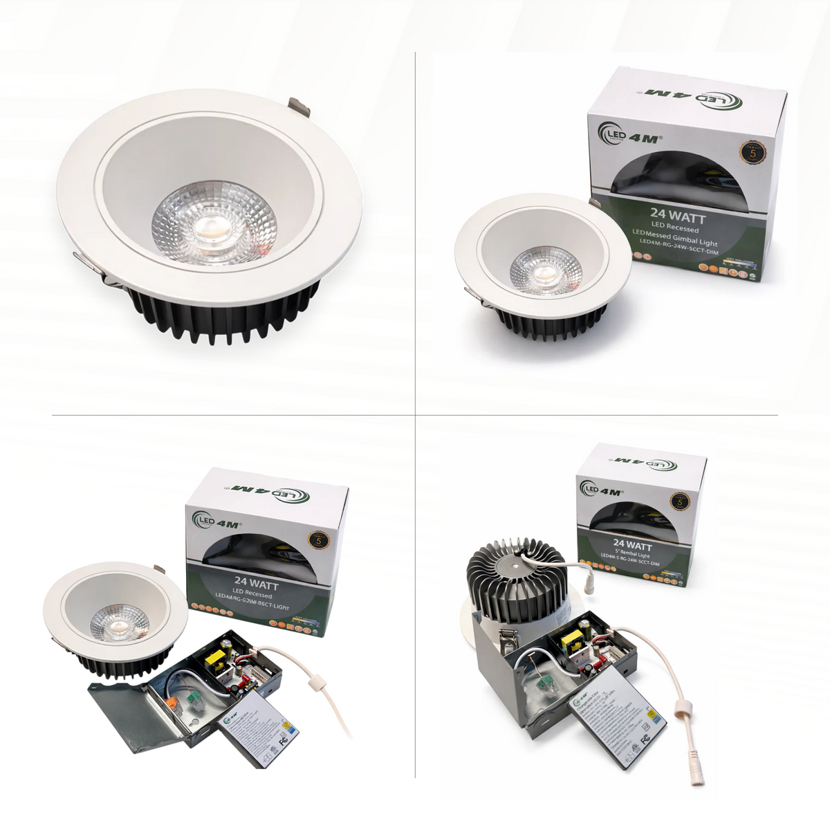 20-Pack 5-inch Gimbal LED Recessed Light - 24W 5-CCT Selectable (White) all | Selix Kala

